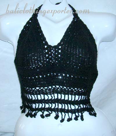 Thailand crochet bra, beach halter top, resort fashion shirt, bali style apparel, handmade clothing, designer inspired leisure wear  