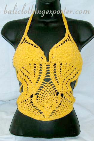 Hawaiian crochet bra, bali style fashions, ladies knitted leisure wear, tropical apparel, sexy club wear, beach bras, crochet resort clothing  