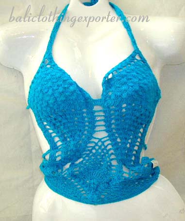 Thread art fashions, womens embroidered leisure wear, resort fashion clothing, summer bra top, trendy crochet shirt, bali apparel  