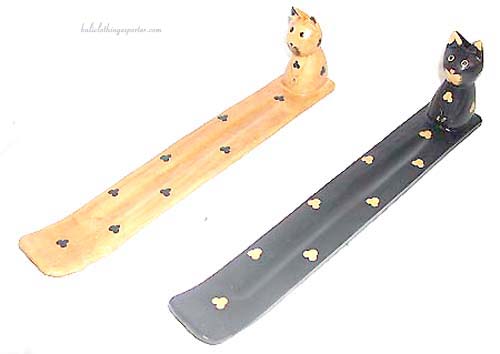 Cat lovers home decoration, incense burners, scent holder, wood figurines, carved crafts
