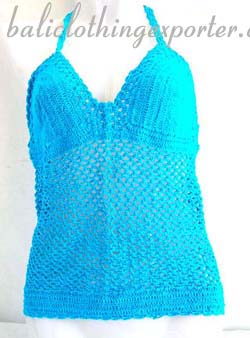Beach wear, summer apparel, ladies crochet fashions, tank top, halter top, knitted shirt, sports wear   
