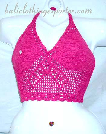 Ladies crochet bra, filigree flower clothing, knit wear fashions, summer wear, sport apparel, beach clothes  