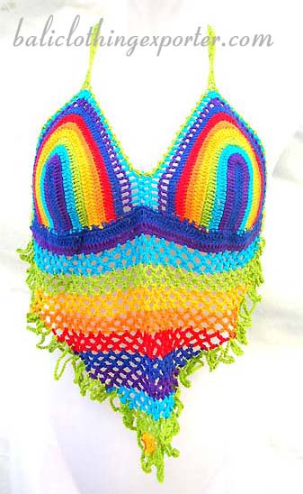Crochet bra tops, womens island wear, batik fashion shirt, sexy apparel, club wear, knitted clothing  