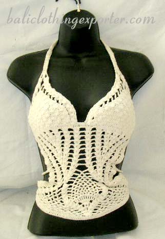 Beach halter top, handmade  knitted shirt, crochet designer wear, womens summer club wear, leisure apparel, bali clothing  