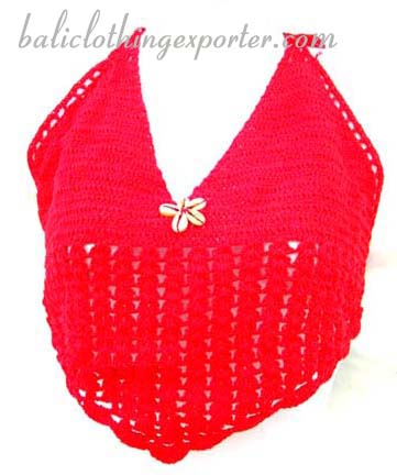 Urban summer wear, sexy halter top, crochet bali shirt, exclusive fashion clothing, pool side crop top, womens needle work apparel  